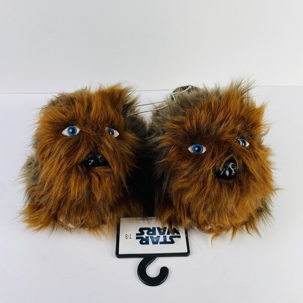 Star Wars Official Brown Chewbacca Plush Sock Top Slippers Toddler M 7/8 NWT