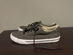 Sperry Top Sider Memory Foam Gray Striper II Canvas Sneaker Youth 4M Shoe