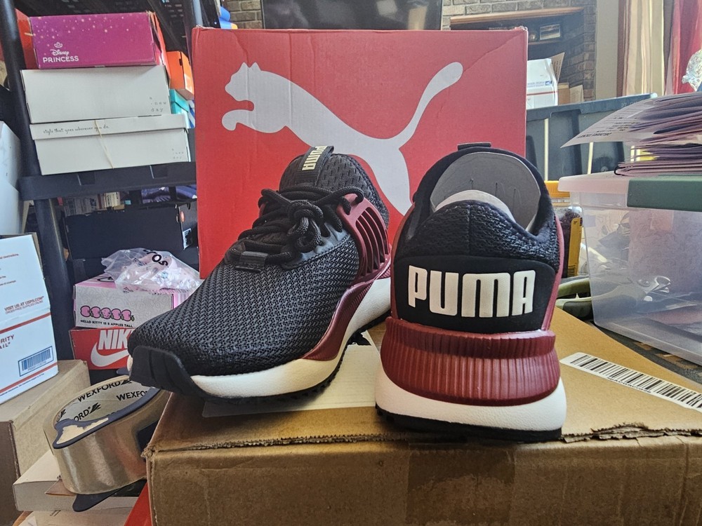 PUMA Pacer Future JR Black Red White Mesh Low Top Sneakers Kids US 5.5C
