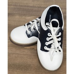 Striderite toddler classic leather saddle shoes navy white sz 7.5 preppy sturdy