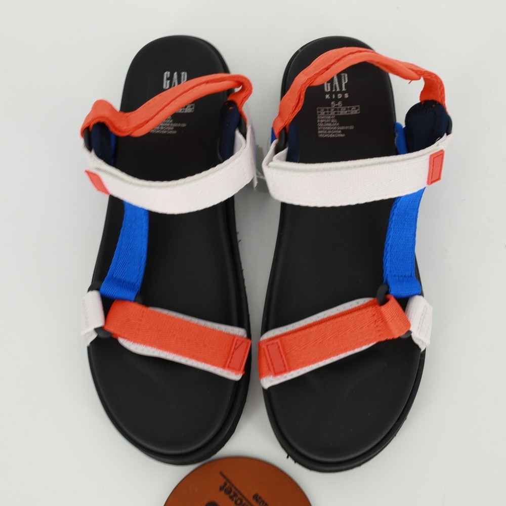 Gap Kids Sporty Sandals Colorblock Orange Blue White Strappy Size 5-6 NWT Casual