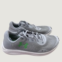 Under Armour Charged Pursuit 2 Youth Running Shoes Grey Neon Green 5.5Y 3024987