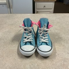 Converse Chuck All Star SZ 3 Junior Double Tongue High Top Sneakers Blue Wash