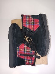 Kids Black Red Plaid UGG Boots Size 10, Kids Holiday Shoes
