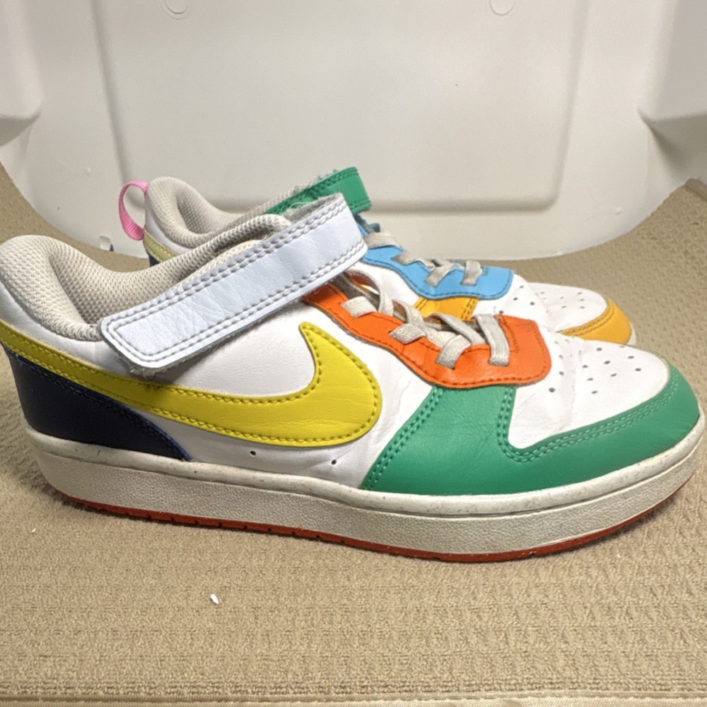 Nike FQ8378-902 Multicolor Leather Unisex Kids Sneakers US 1Y Hook & Loop Logo