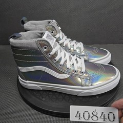 Vans Shoes Junior Sz 6.5 Silver Holographic High Top Casual Skate Sneakers