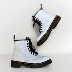 Dr Martens 1460 Boots Kids Size 13 White Patent Leather Zip Ankle Shinny Gloss