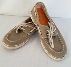 Sperry Top-Sider Halyard Tan Canvas Boat Shoes Size US 2.5M EU 34.5