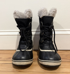 Sorel Kids Snow Boots Waterproof Lace-Up Fur Trim Black US 2