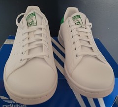 NEW ADIDAS STAN SMITH J PRIMEGREEN „CLOUD WHITE GREEN“ US 5.5