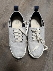 New! Toms Cordones Cupsole Drizzle Gray Chambray Youth Shoes Size 2