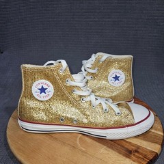 Converse Chuck Taylor All Star High Top Sneakers Unisex Kids Gold Glitter US 5.5