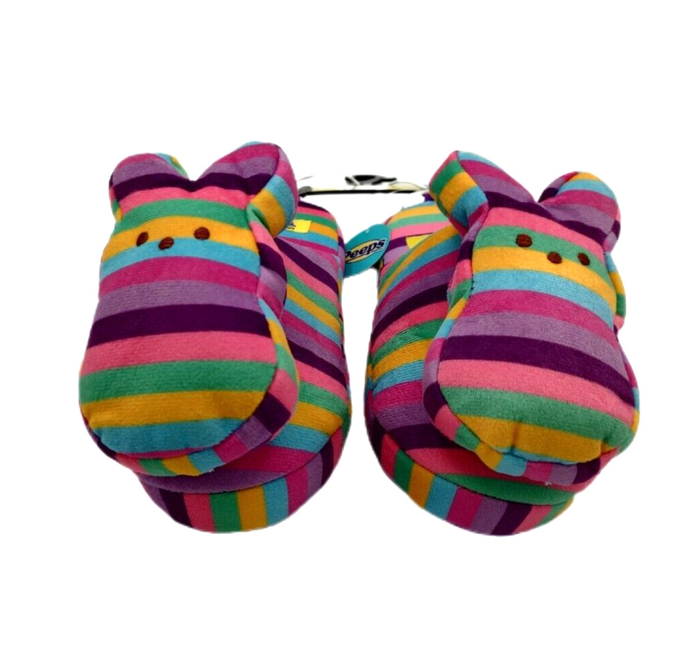 Slippers Peeps Bunny Rabbit Childrens Slip on Striped Medium NWT Easter