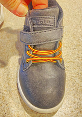 Polo Ralph Lauren Polo Court Sneaker Boot Gray Hook & Loop Kids US 6 Ankle w/Box