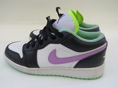 Nike Air Jordan 1 Low Violet Shock Green Black White GS 5Y 5 shoe 553560-151