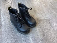 Dr Martens AirWair BLACK Softy Boots Brooklee Toddler Girls Size 8 Side Zip
