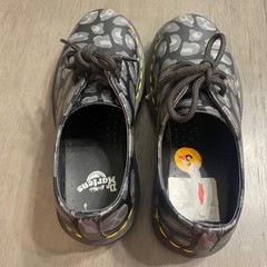 Dr. Martens 1461 Kids Size 3 Grey Skull Leopard Print Leather Lace Up Shoes