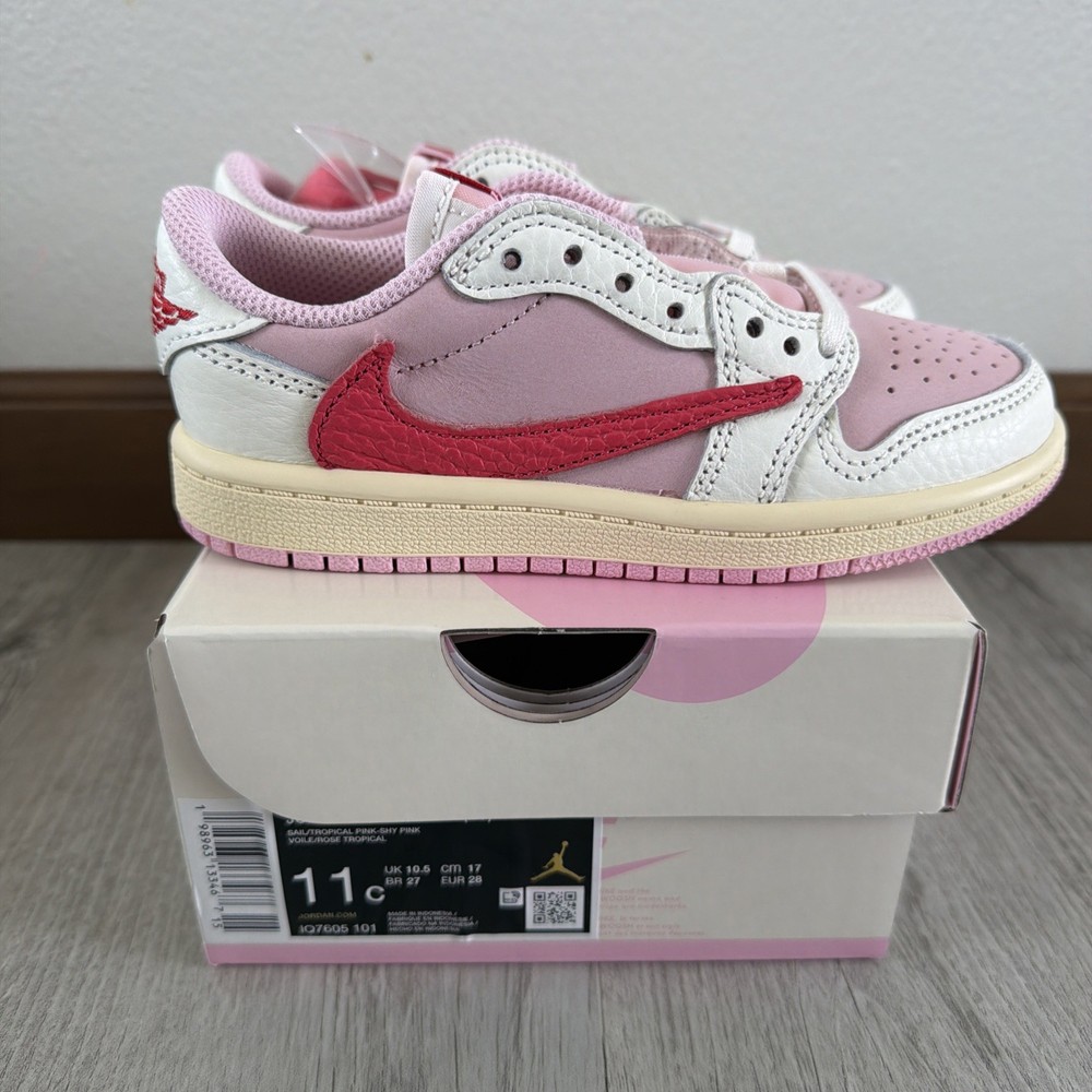 Jordan 1 Retro Low OG SP Travis Scott Sail Tropical Pink IQ7605-101 size 11 (PS)