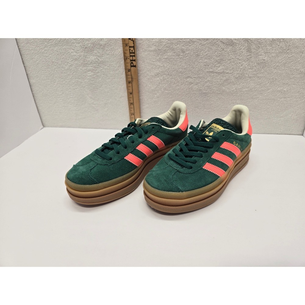 adidas Gazelle Bold Platform Collegiate Green Lucid Pink Kids Sneakers blokecore