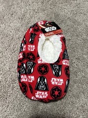 Disney Star Wars Darth Vader Fuzzy Babba Slipper Sock Childs M/L Shoe Size 13-4