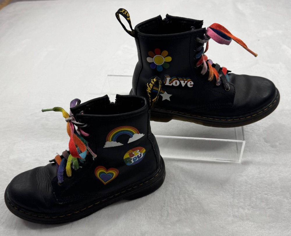 Dr. Martens 1460 Pascal Rainbow Stitch Boots – Kids Size 2