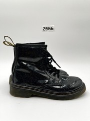 Dr. Martens Glitter 1460 Junior Kids 3 Boots Black Leather Round Toe Combat Boot