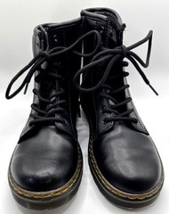 Dr. Doc Martens Zavala J Combat Boots Kids Black Leather Unisex US Size 3