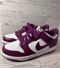 Nike Dunk Low Unisex Kids 7Y Purple/White Leather Low Top Lace-Up Sneakers
