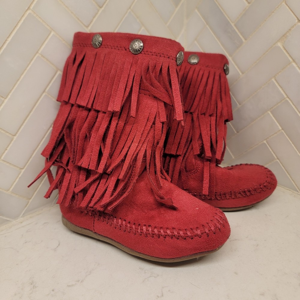 Sonoma Moccasin Pink Fringe Textile Boots Unisex Kids US 7