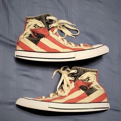 Kid’s Converse All Star Hi Fire Brick #645156F Eagle American Flag Shoes Size 6