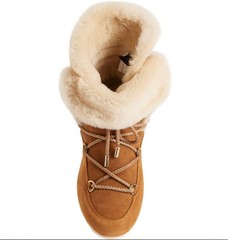 Sz 2/2.5 (EU 33/34) – Moon Boot Big Kids Far Side High Shearling Boots, Whisky.