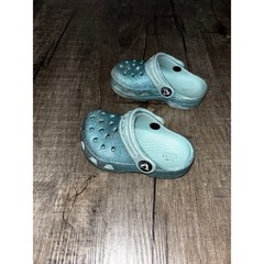 Crocs Kids Classic Glitter Clog Light Blue Sparkle Shoes Size C6