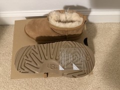 UGG Classic Ultra Mini Kids Bootie Chestnut Suede Shearling Lined Zipper Size 11