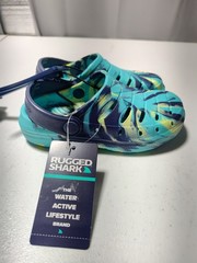 Rugged Shark Clogs Toddler Size 10 Blue/ Green Tie Dye