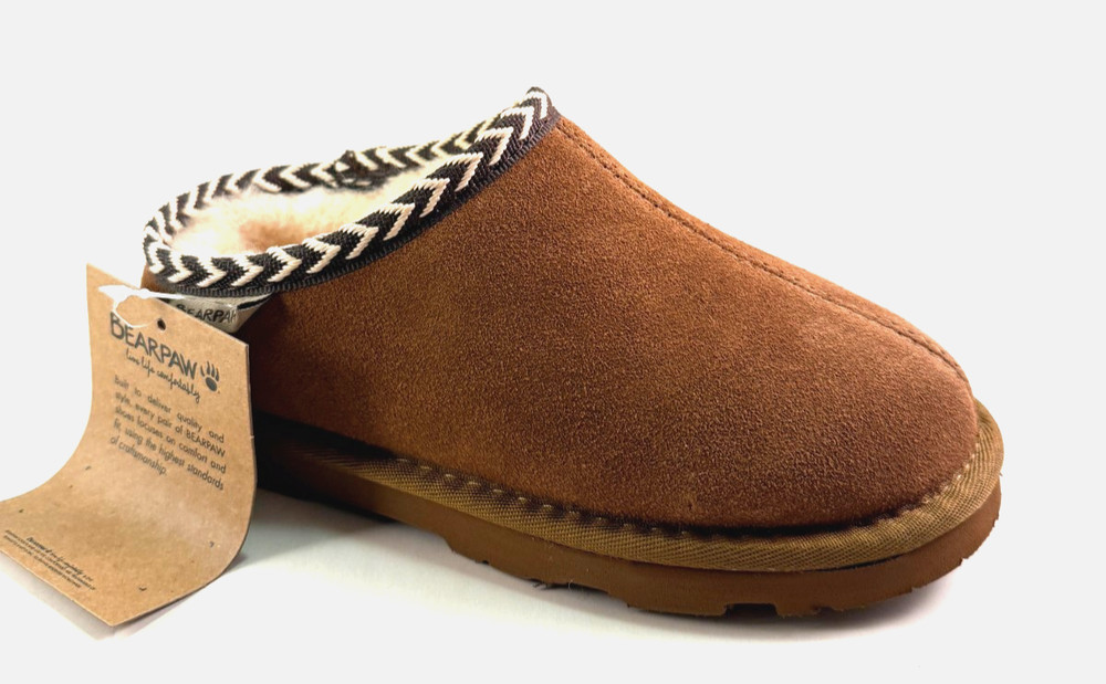 BearPaw Tabitha Youth Hickory Suede Warm Versatile Slippers