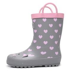 Toddler Rain Boots With Easy-On Handles, Waterproof Rubber for Girls and Boys…