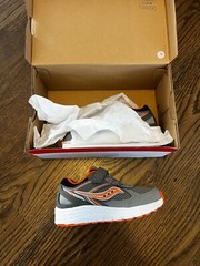 NEW Saucony size 11.5 Cohesion 14 black gray snd orange sneaker shoes gym shoes