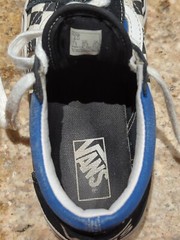 Vans Kids Sneakers Sz 2 Old Skool Checkers Lace Up Suede Fabric Black Blue