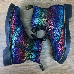 Dr Martens 1460 Pascal J Black Rainbow Metallic Boots YOUTH SIZE 3 Suede Upper