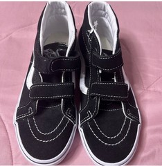 VANS SK8-Mid Reissue V Black White Unisex Kids Sneakers Canvas Hook & Loop US 3