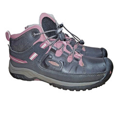 KEEN Targhee Mid Waterproof Hiking Boots Kids Youth Size 3 EU 35 Brown Pink