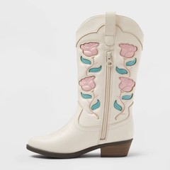 Kids‘ Emberly Embroidered Western Boots – art class Ivory 13: Mid Calf