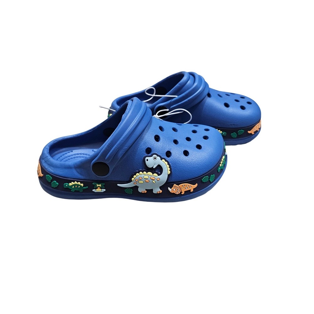 Dinosaur Clogs Kids EU 28 10-11.5K Blue Slip On Foam Water Shoes Jurassic Theme