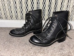 Justin Original Work Boot Black Leather Children’s Size 10.5 Heritage Lacer