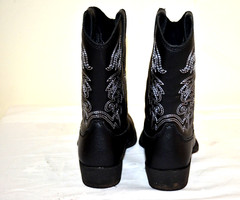 Kids‘ Deer Stag Western Boots Black Cowboy Youth Size 12 Embroidered Pull-On