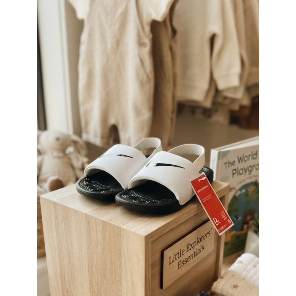 NWT Nike Kawa Slides (TD) – Black & White – Toddler Size 9c