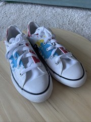 Converse Kids Youth US Size 2 All Star OX White World Map Shoes Travel Plane