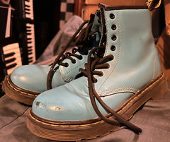 Junior Docs Doc Dr Martens 1460 Light Blue 8 eyelet Lace & Zip Boots Kids US 1