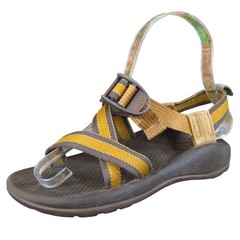 Chaco ZX1 Ecotread Kids Sandals Size 1 Brown Yellow Outdoor Hiking