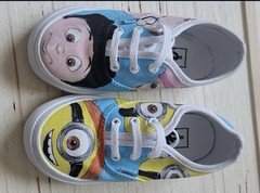 Hand Painted Minion’s Unique Character & Color Keds Original Kids Sz 7 Shoes